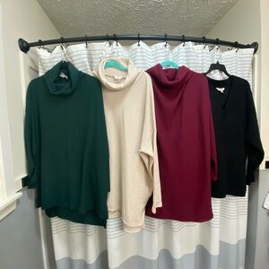 SET OF 4 SWEATERS- Forest Green, Cream, Maroon, Black